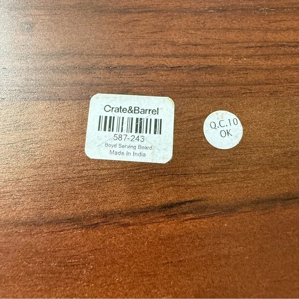 Crate & Barrel Boyd Serving Board Wood and Metal Accent Cutting Board